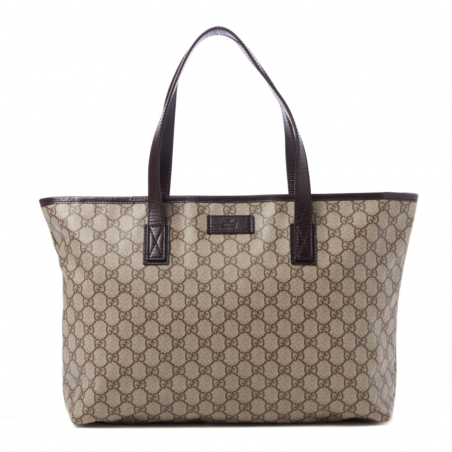 Gucci GG Supreme Monogram Medium Zippered Shopping Tote Dark Brown 1 of 9