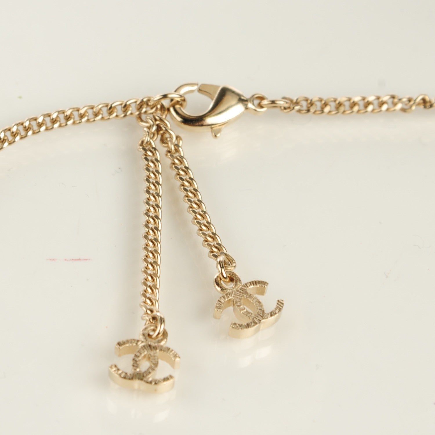 Chanel Crystal Pearl Camellia Necklace Gold 5 of 6