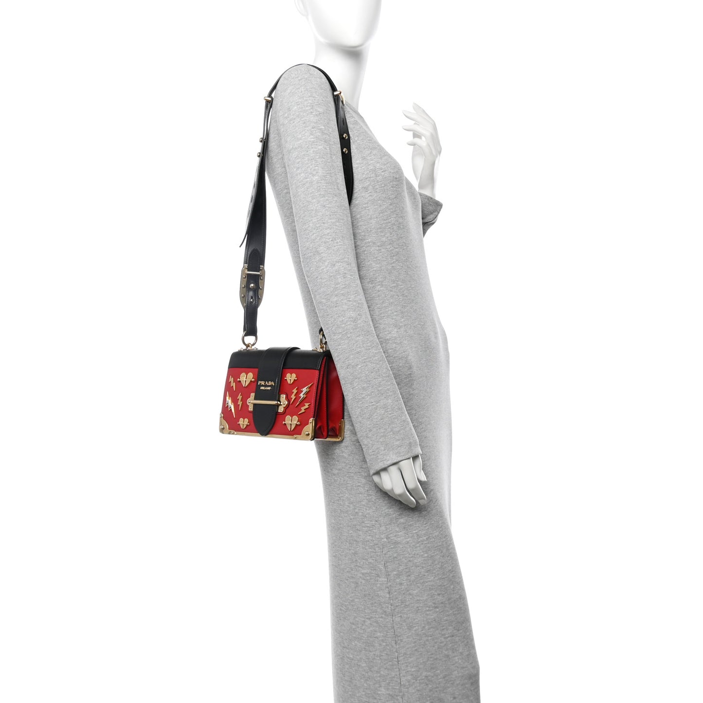 City Calfskin Saffiano Cahier Hearts Bag Fuoco Black