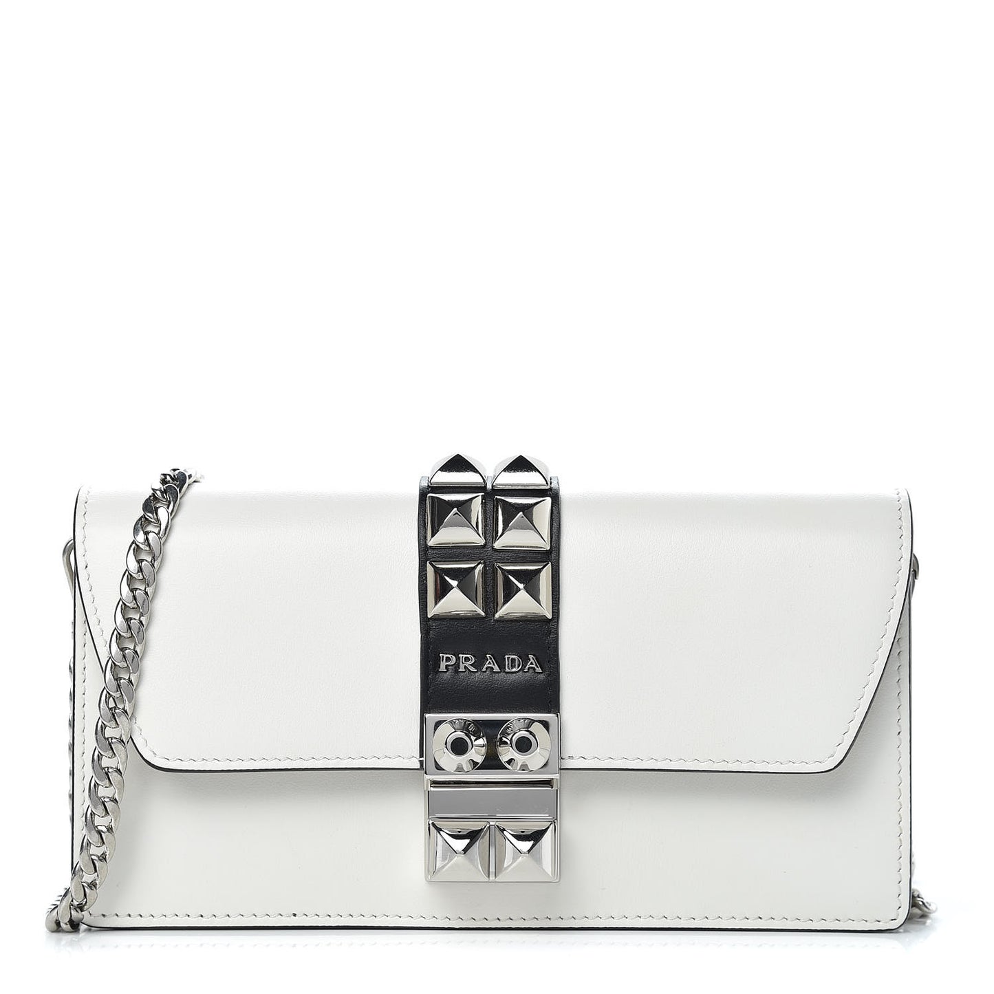 City Calfskin Studded Mini Elektra Crossbody Bag White