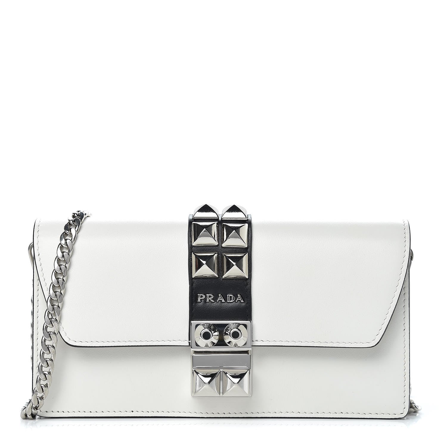 Prada City Calfskin Studded Mini Elektra Crossbody Bag White 1 of 9