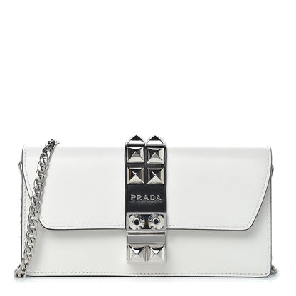 Prada City Calfskin Studded Mini Elektra Crossbody Bag White 1 of 9