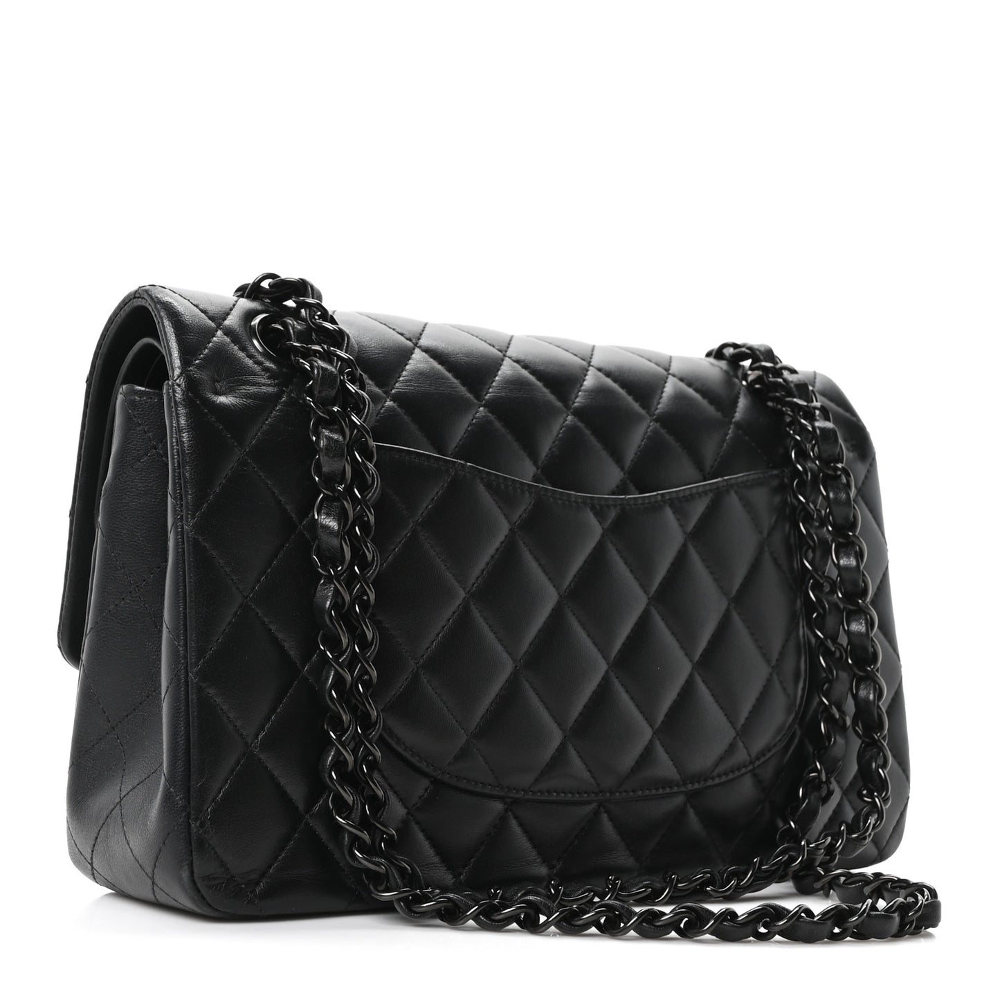Lambskin Quilted Medium Double Flap So Black
