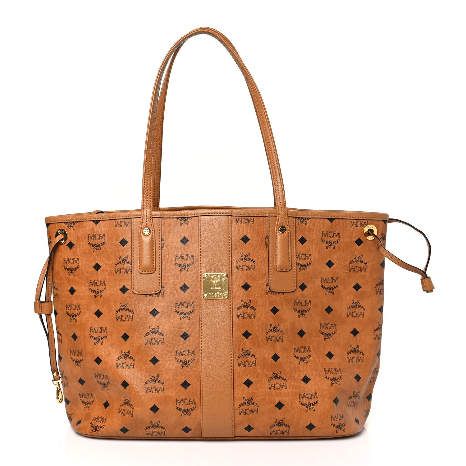 MCM Visetos Medium Liz Reversible Shopper Tote Cognac 3 of 13