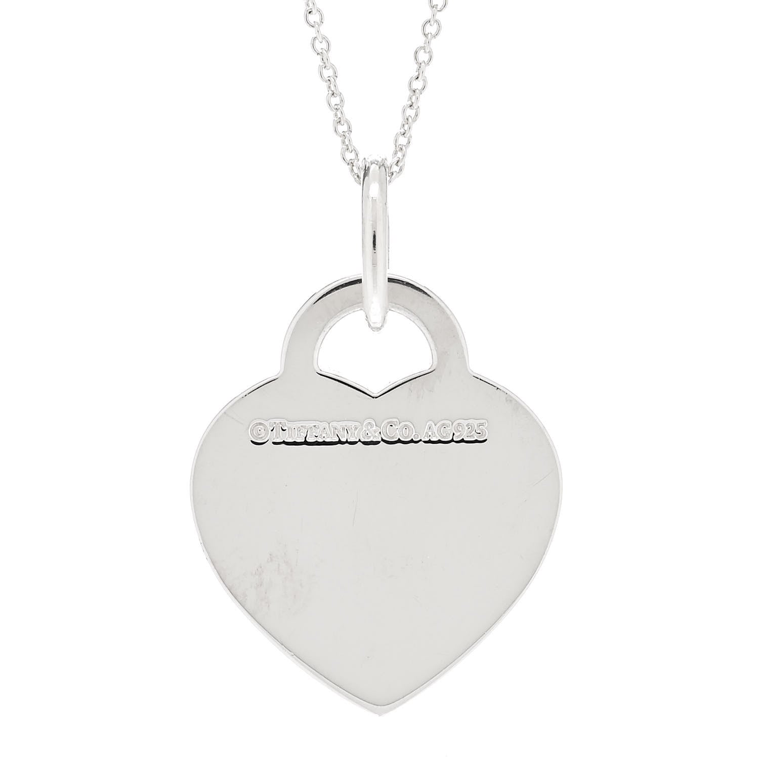 Tiffany Sterling Silver Notes Heart Tag Charm Necklace 4 of 6