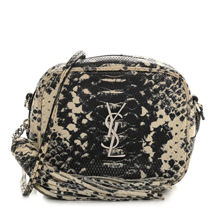 Saint Laurent Python Embossed Calfskin Monogram Blogger Bag Black Beige 1 of 14