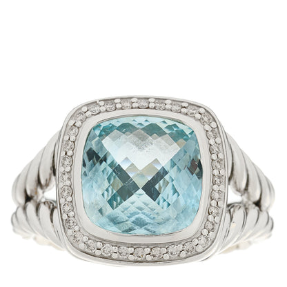 David Yurman Sterling Silver Diamond Blue Topaz 11mm Albion Ring 59 8.75 1 of 7