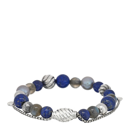 David Yurman Sterling Silver Lapis Lazuli Labradorite Pearl Spiritual Beads Bracelet 2 of 3