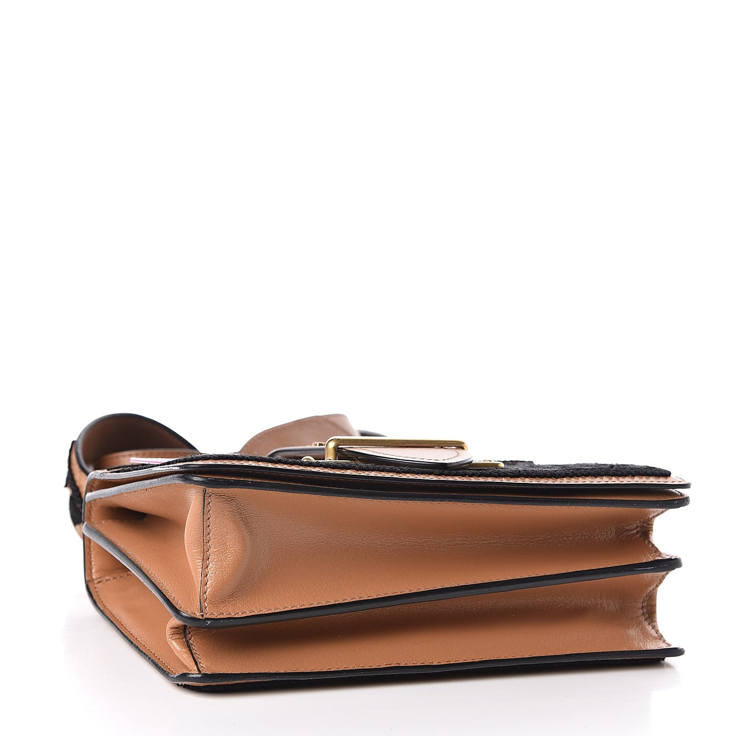 Calfskin Embroidered Cahier Bag Caramel Black