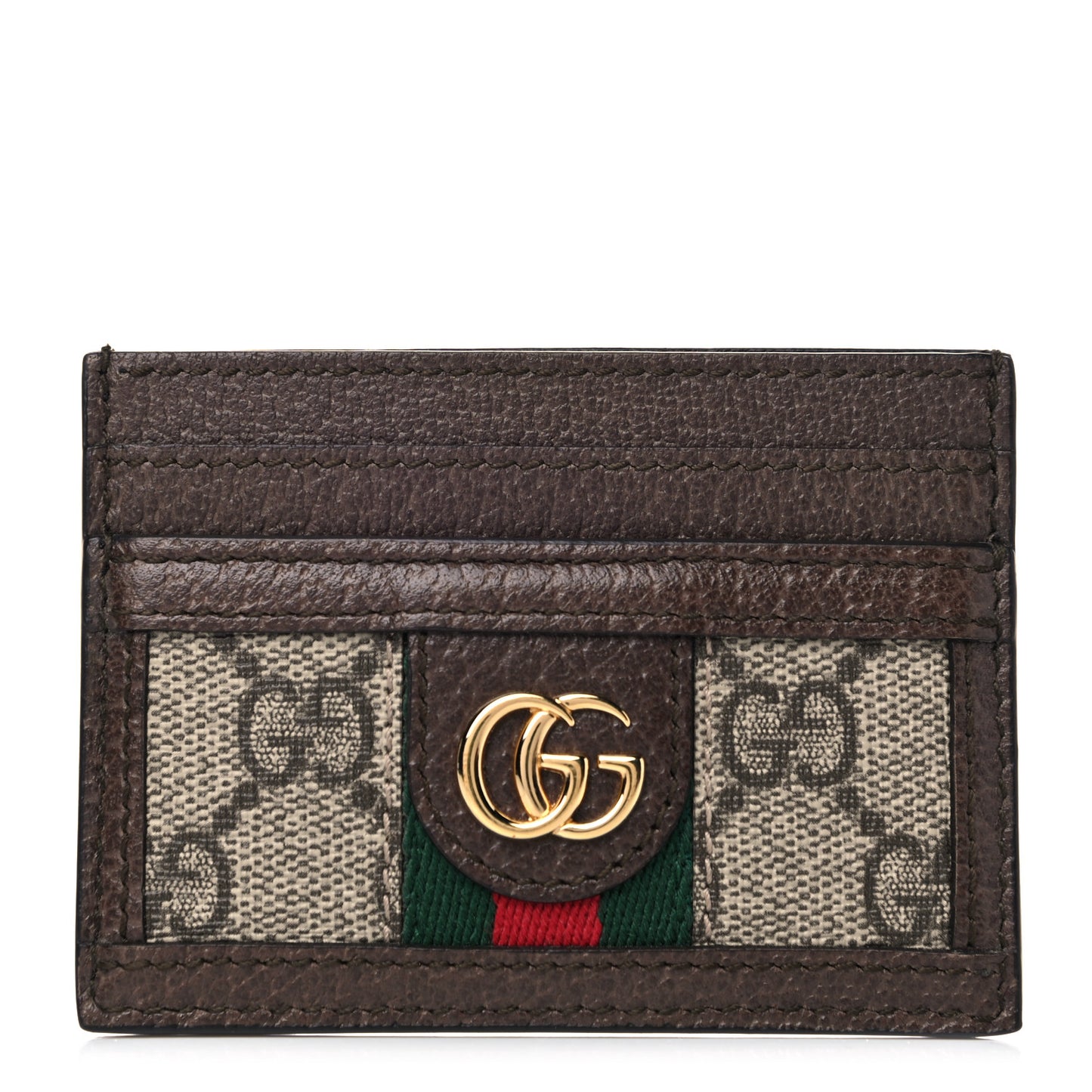 GG Supreme Monogram Ophidia Card Holder Brown
