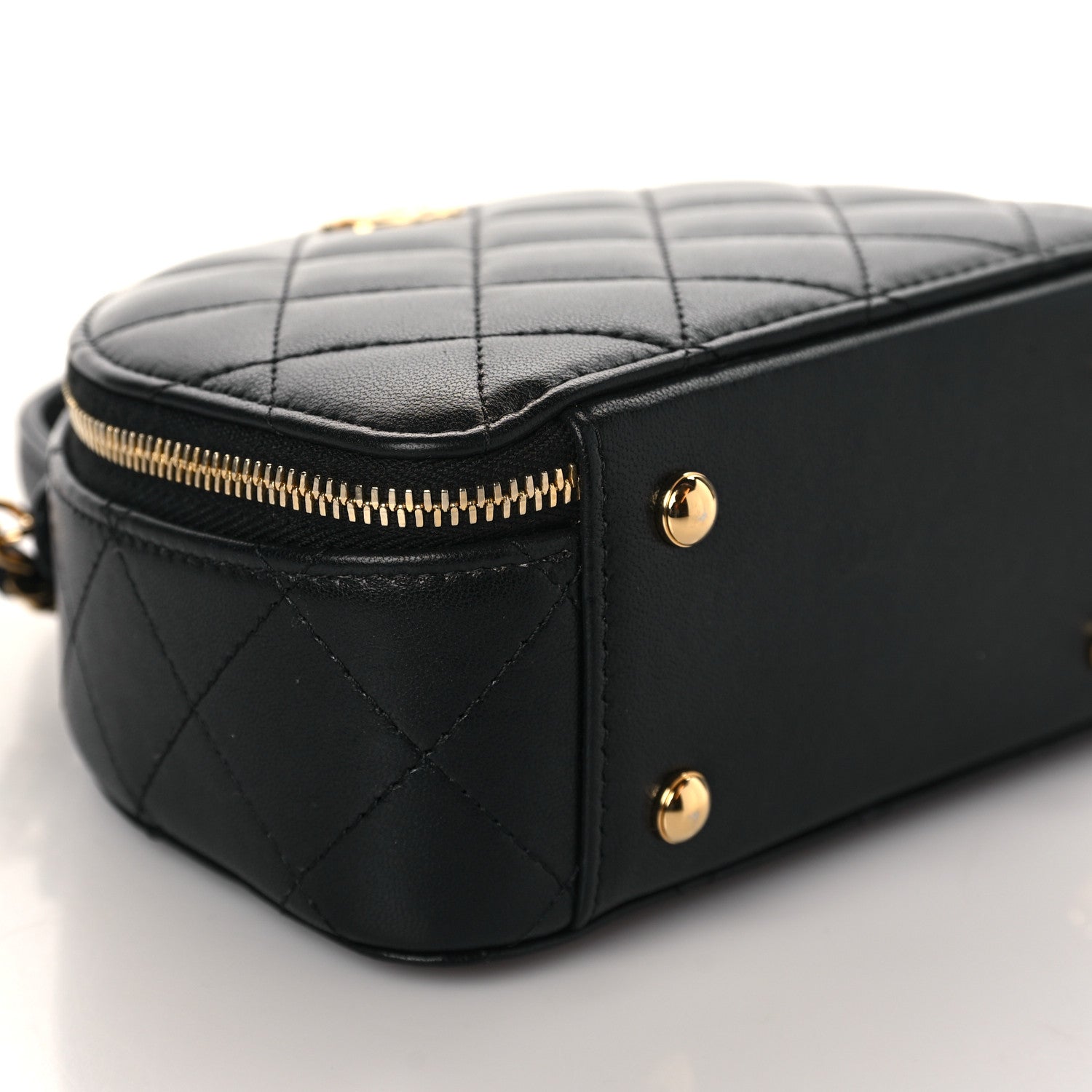 Chanel Lambskin Quilted Chic Riviera Top Handle Vanity Case Black 8 of 9