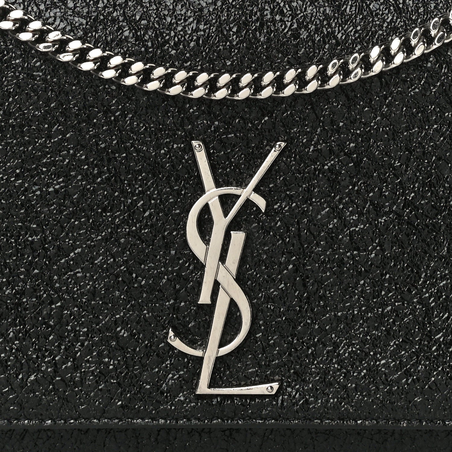 Saint Laurent Metallic Sparkle Calfskin Medium Monogram Kate Satchel Black 8 of 12