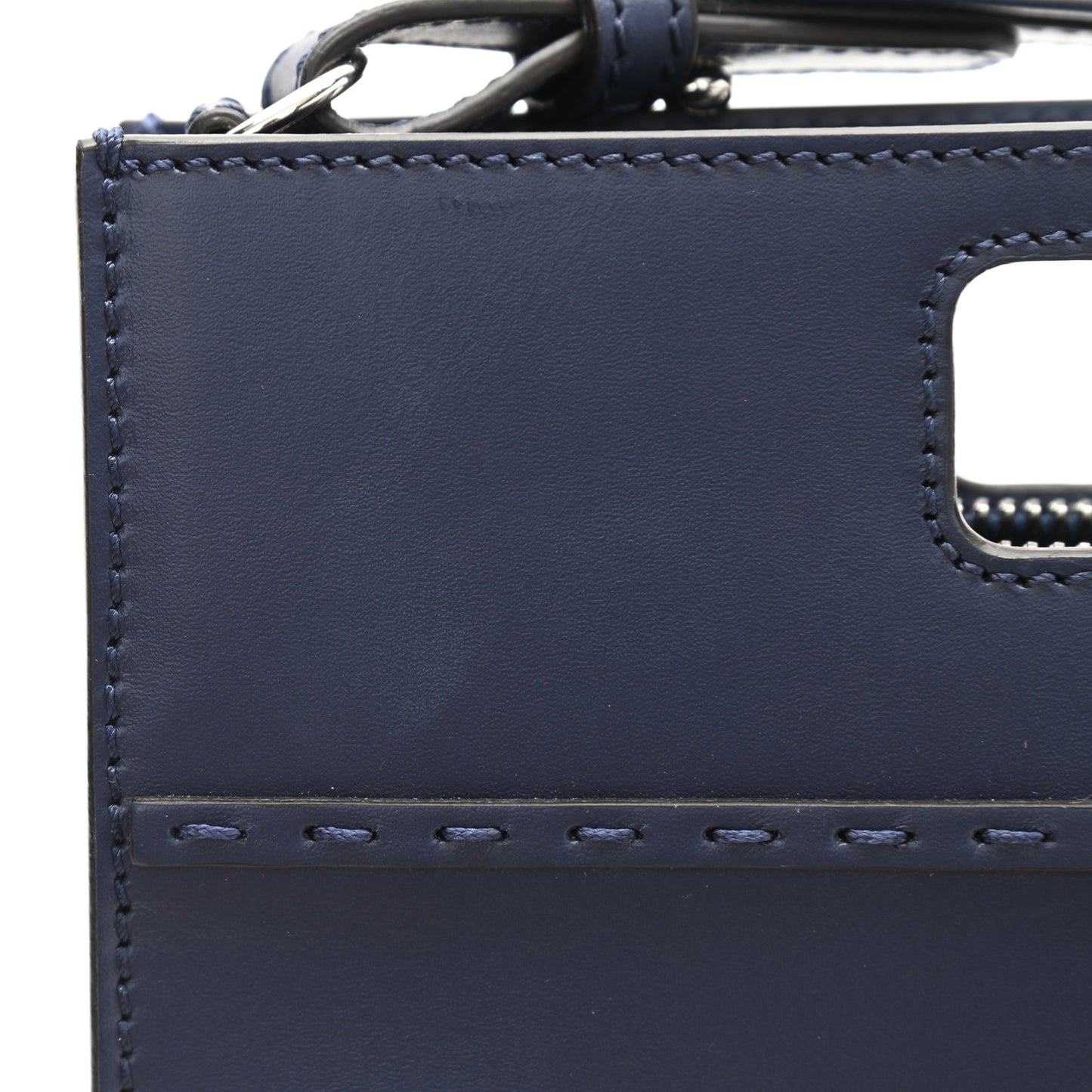 Vitello King Logo Embossed Mini East West Shopper Blueberry