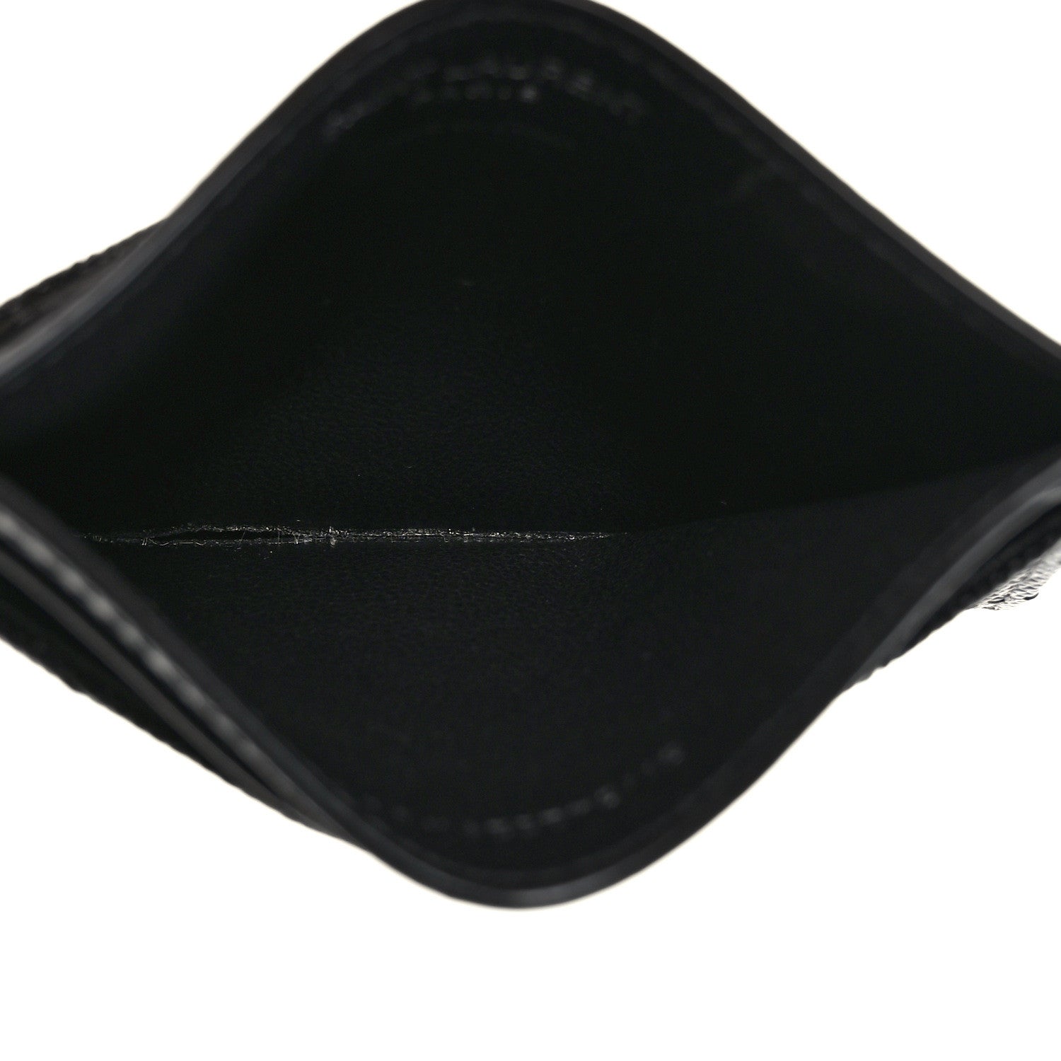Saint Laurent Grain De Poudre Matelasse Chevron Monogram Credit Card Case Black 5 of 7