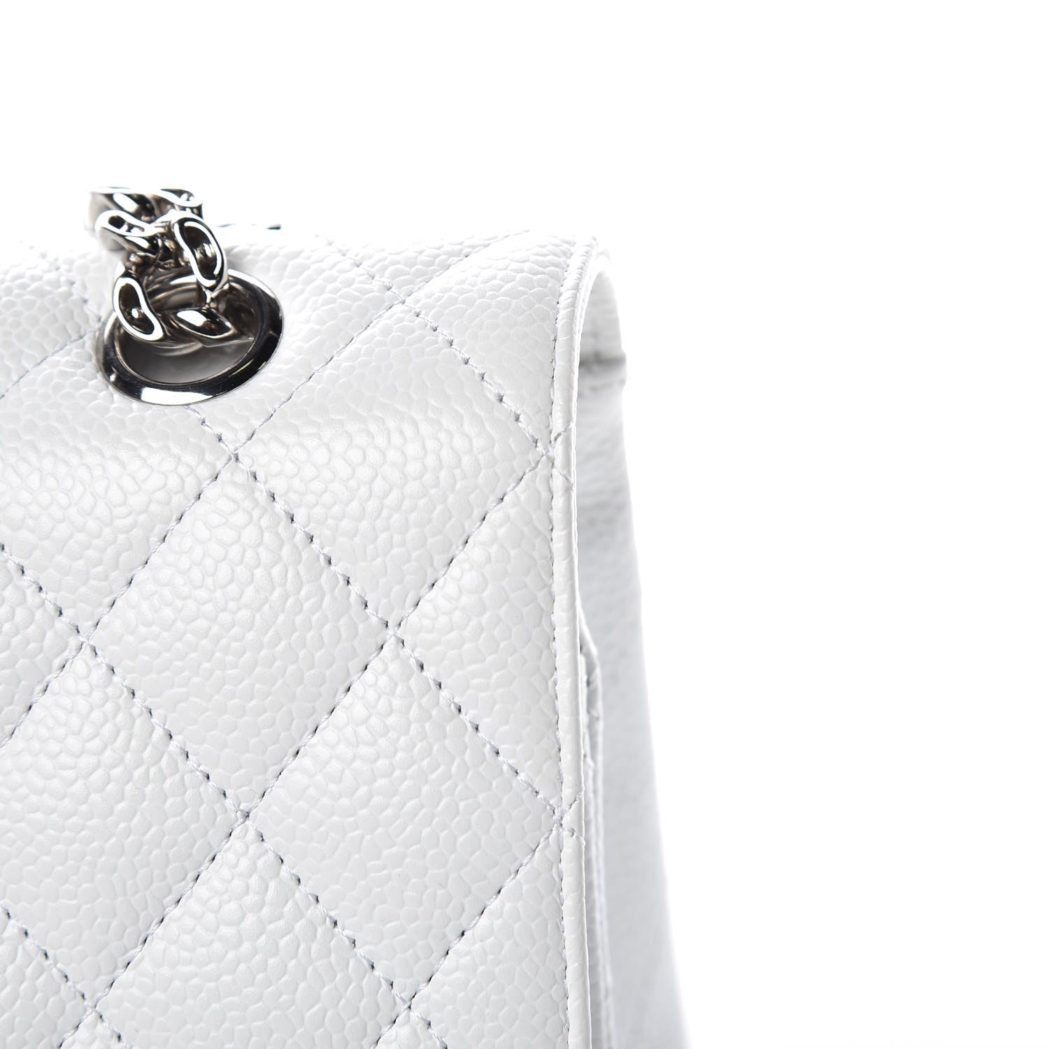 Chanel Caviar Quilted Medium Double Flap Bijoux Chain White 10 of 13