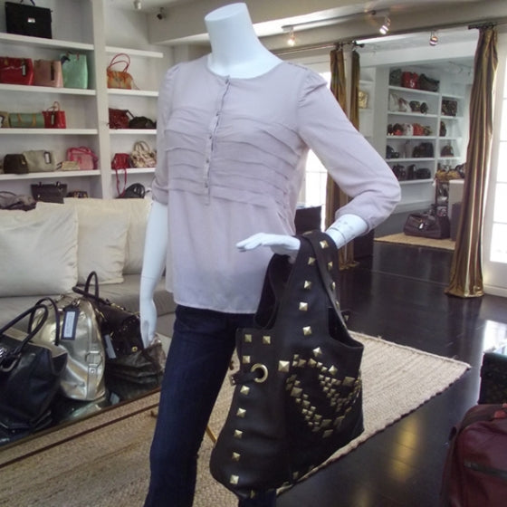 Leather Studded George V Bag Brown