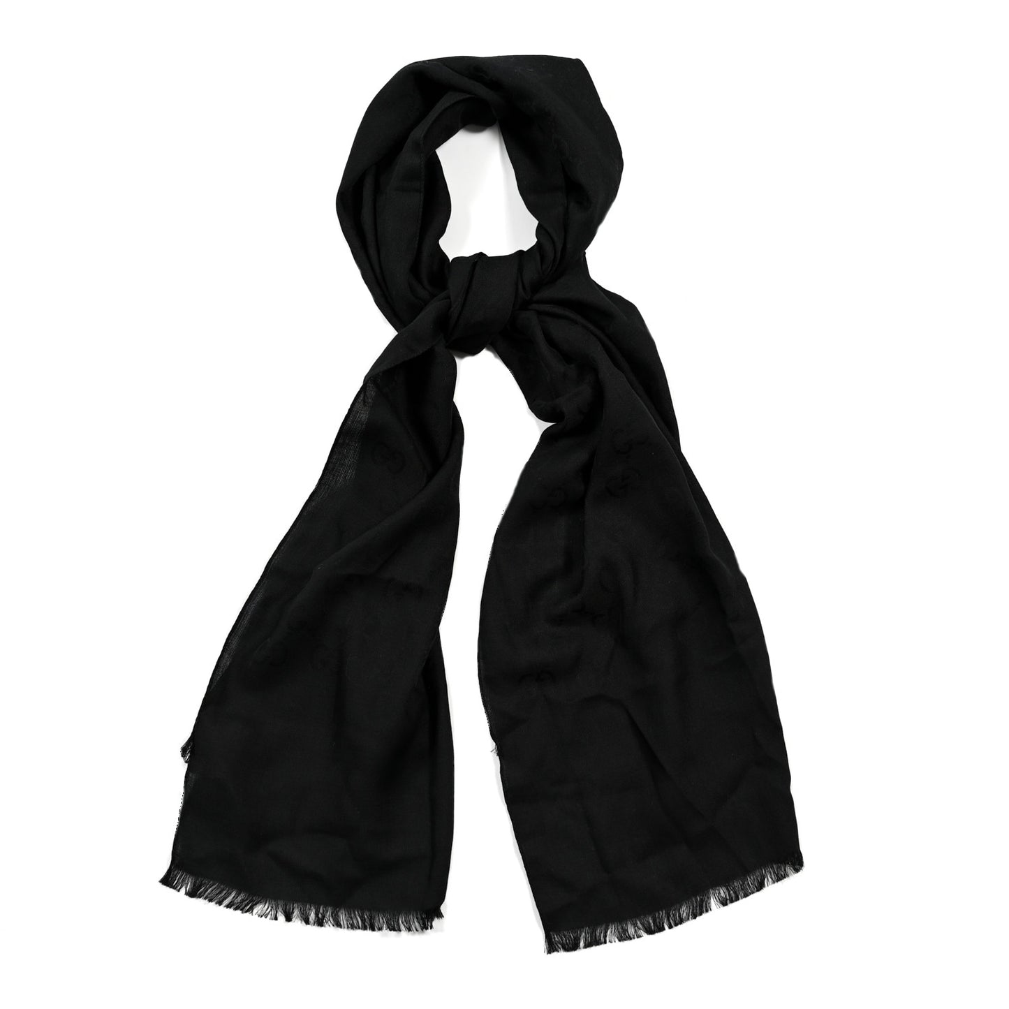 Wool Silk GG Monogram GGNat Scarf Black