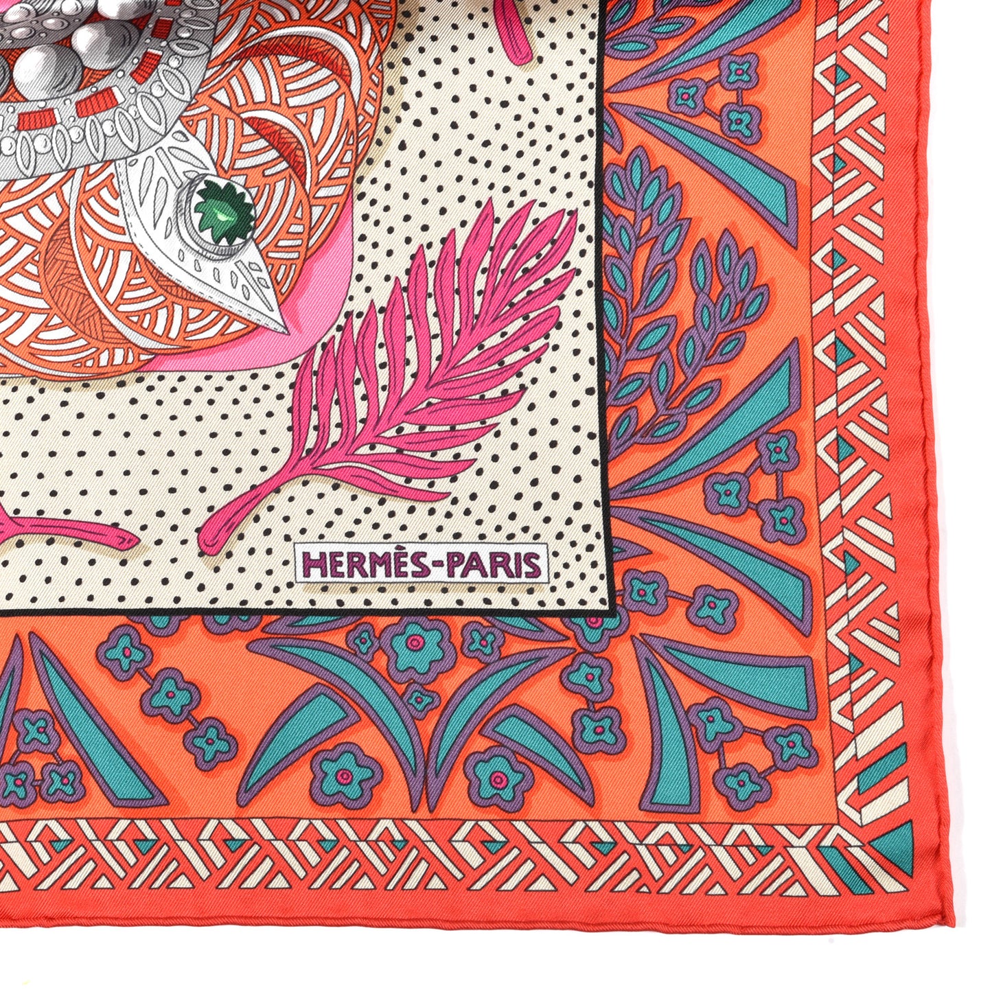 Silk Zenobie Reine De Palmyre Scarf 90 Rose Vif Orange Mastic