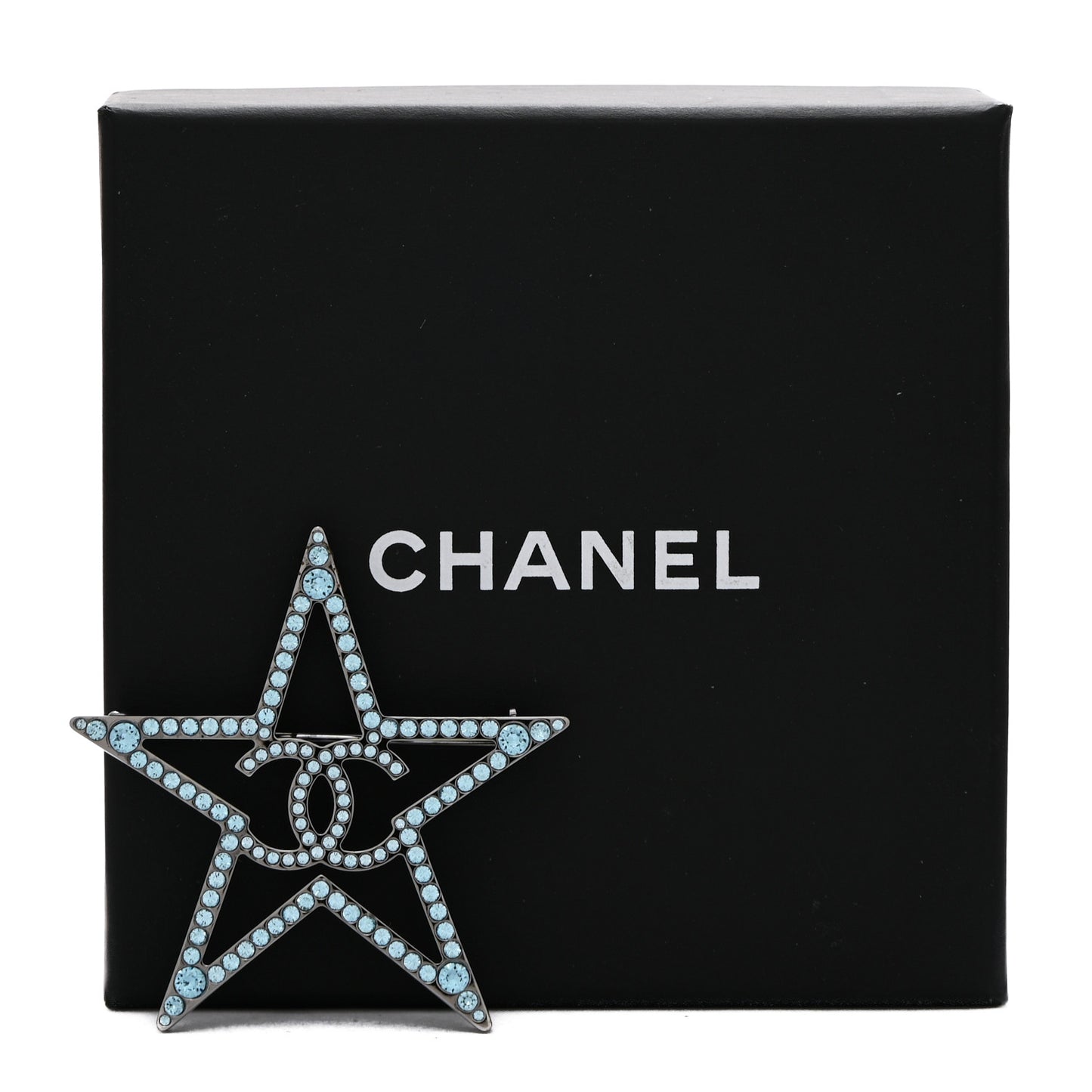 Ruthenium Crystal Star CC Brooch Blue