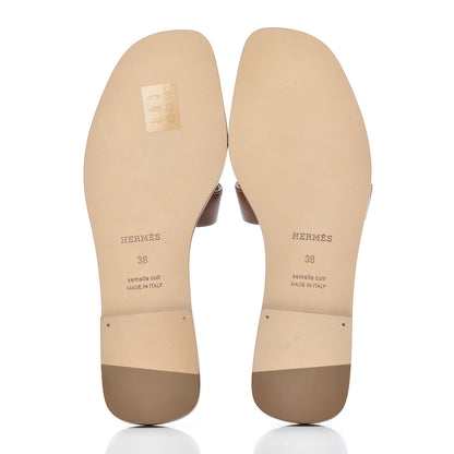 Hermes Box Calfskin Oran Sandals 38 Gold 5 of 14