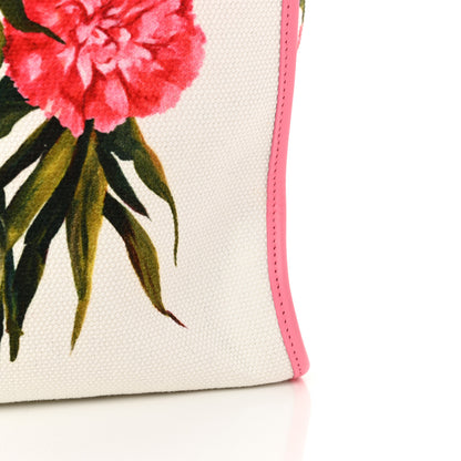 Dolce & Gabbana Canvas Floral Printed Tote White Pink 11 of 12