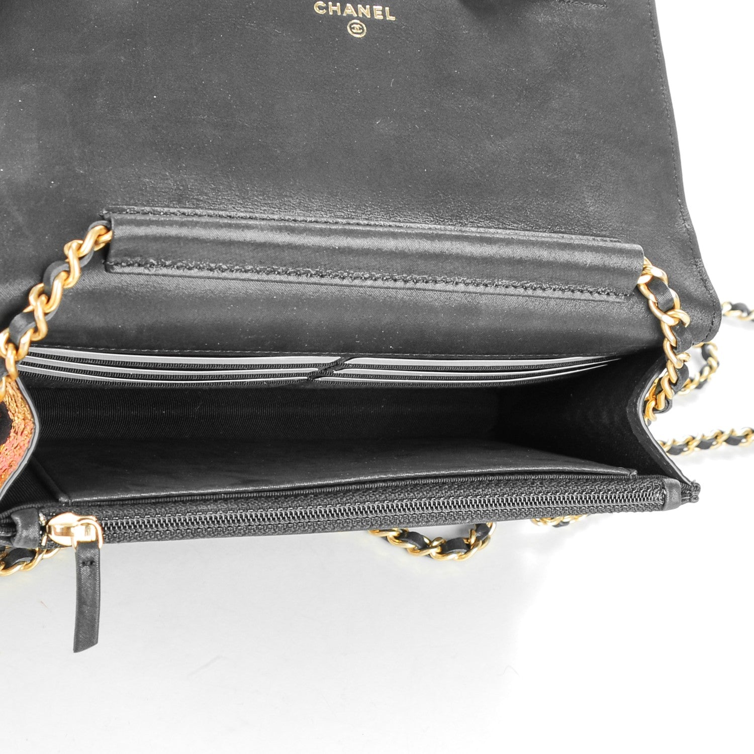 Chanel Python Iridescent Calfskin Wallet On Chain WOC Gold Black 5 of 8