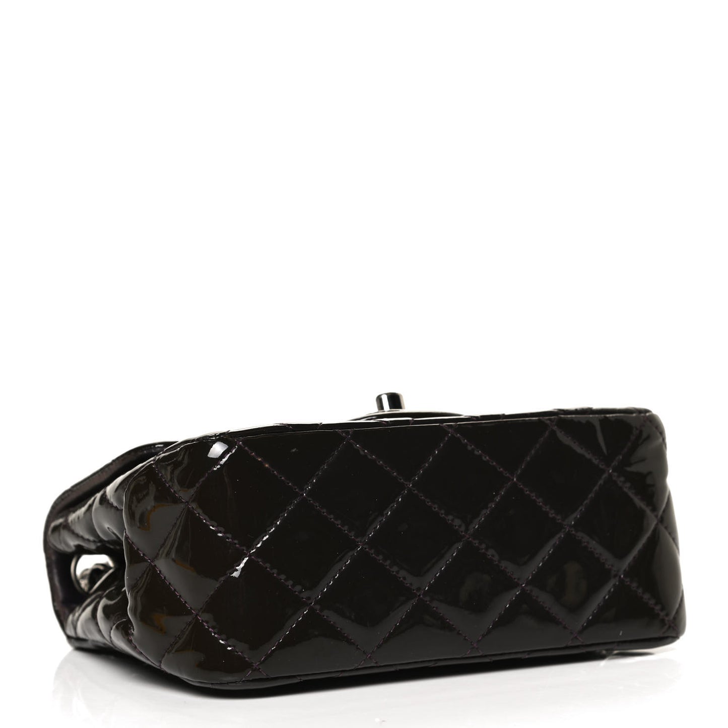 Patent Quilted Mini Square Flap Purple