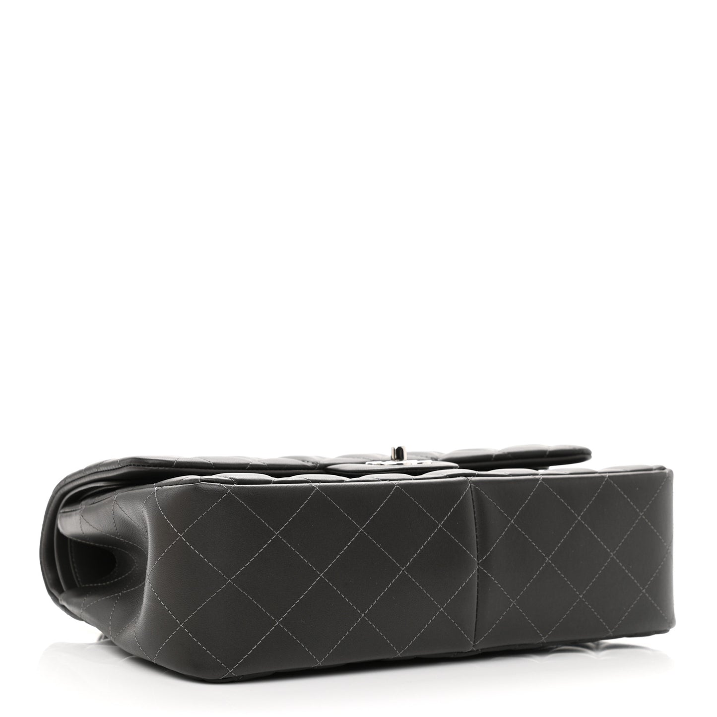 Lambskin Quilted Jumbo Double Flap Dark Grey
