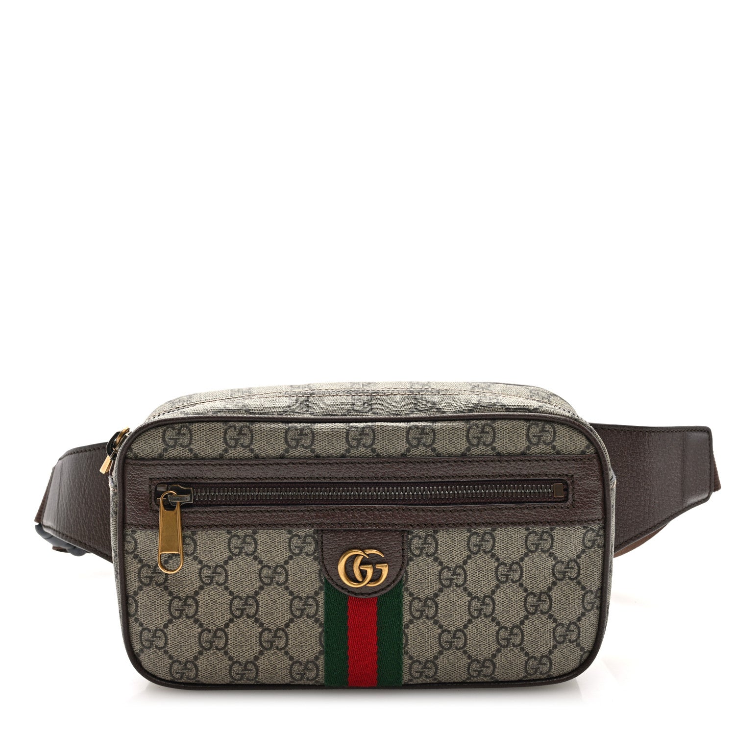 Gucci Soft GG Supreme Monogram Medium Ophidia Belt Bag Dark Brown 1 of 9