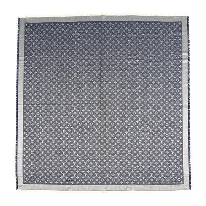 Louis Vuitton Silk Wool Monogram Denim Shawl Blue 1 of 7