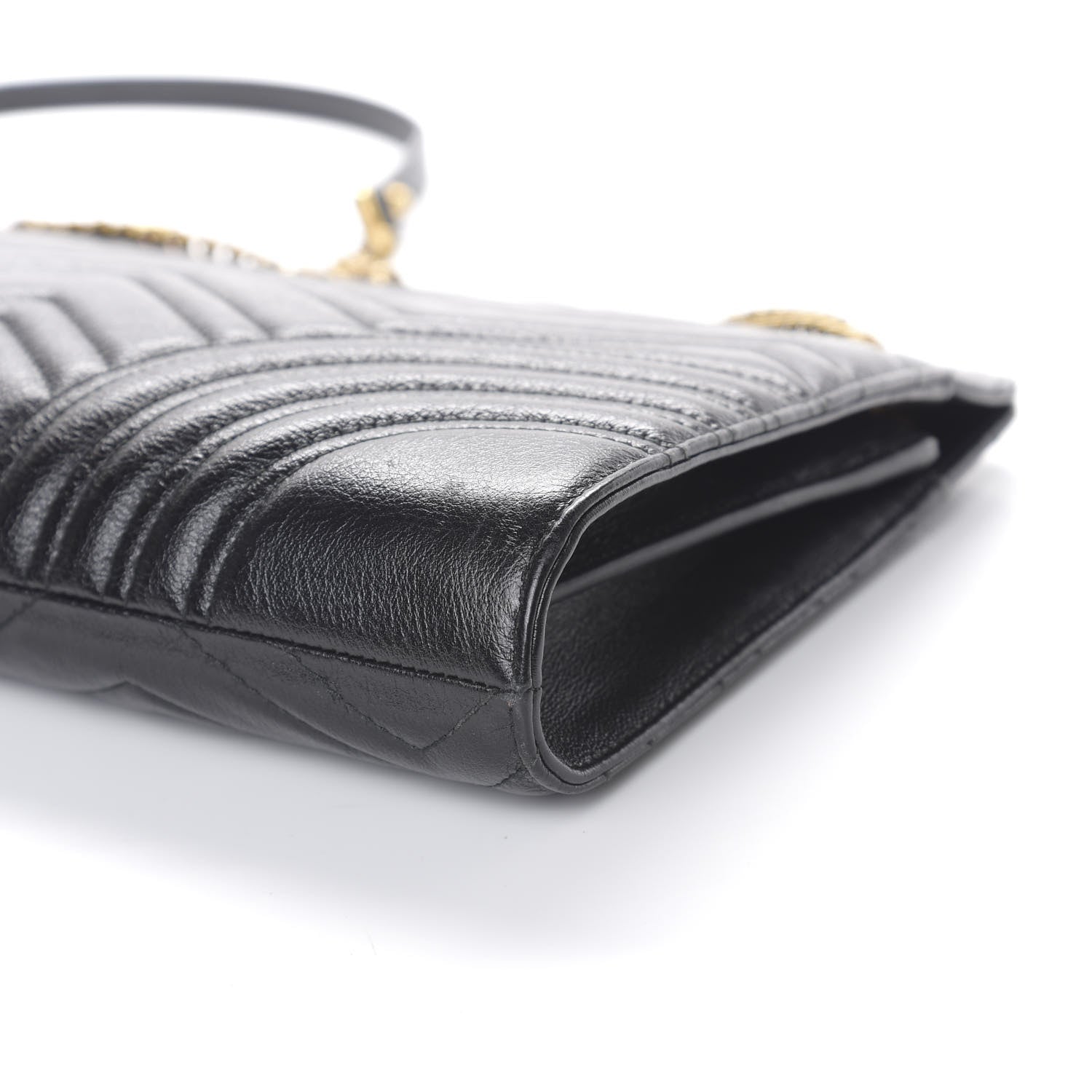 Gucci Azalea Calfskin Matelasse Heart Medium GG Marmont Slim Shoulder Bag Black 9 of 10