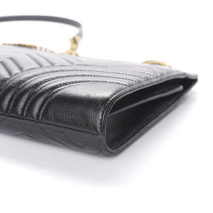 Gucci Azalea Calfskin Matelasse Heart Medium GG Marmont Slim Shoulder Bag Black 9 of 10