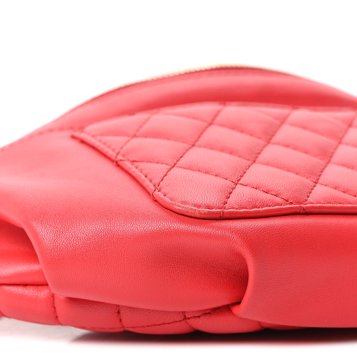Lambskin Bi Quilted Waist Bag Fanny Pack Red