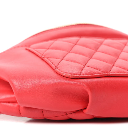 Chanel Lambskin Bi Quilted Waist Bag Fanny Pack Red 9 of 10
