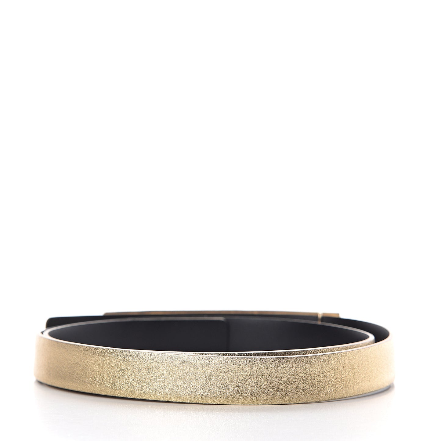 Metallic Lambskin Crystal Baguette Logo Belt 85 34 Gold