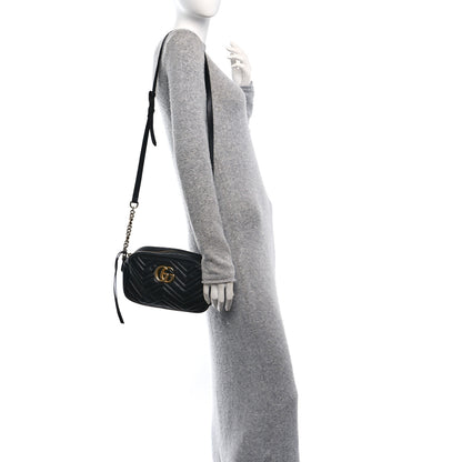 Gucci Calfskin Matelasse Small GG Marmont Chain Shoulder Bag Black 3 of 13