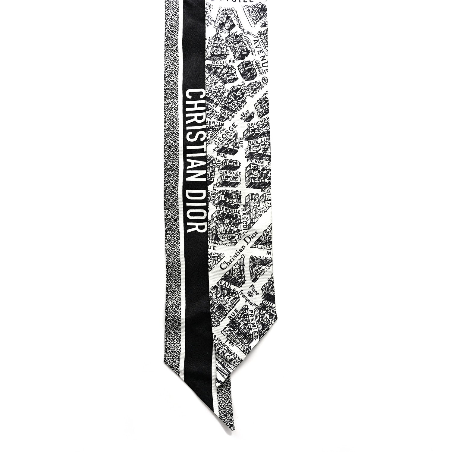 Christian Dior Silk Plan De Paris Mitzah Scarf White Black 2 of 4