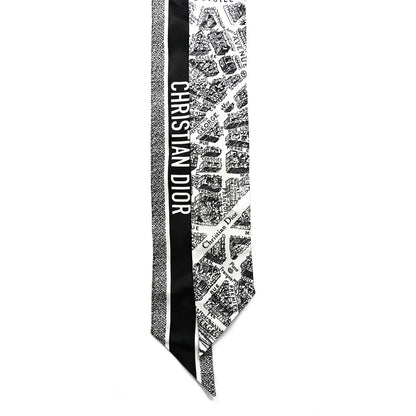Christian Dior Silk Plan De Paris Mitzah Scarf White Black 2 of 4