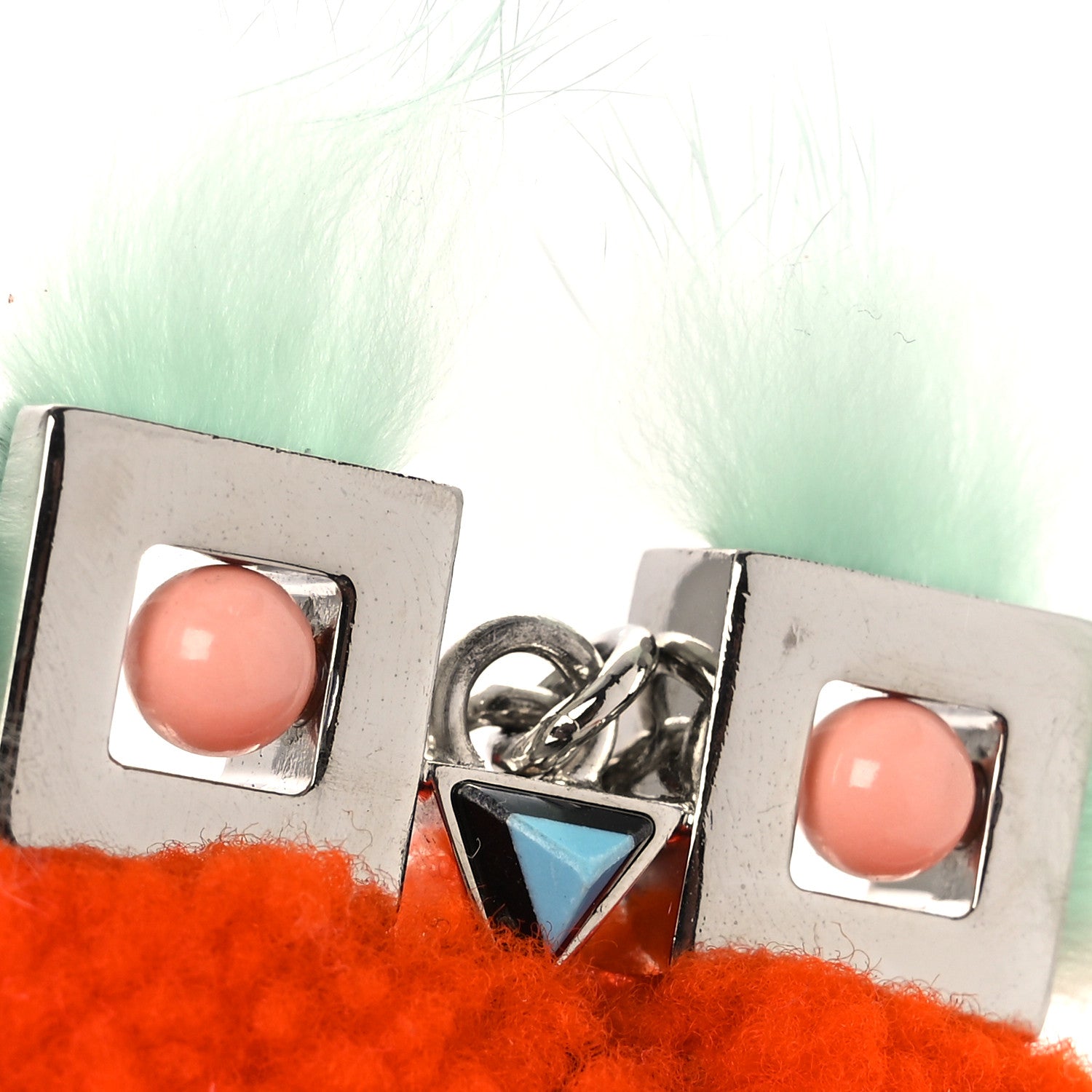 Fendi Lamb Fur Teen Witch Bag Charm Orange Multicolor 5 of 5