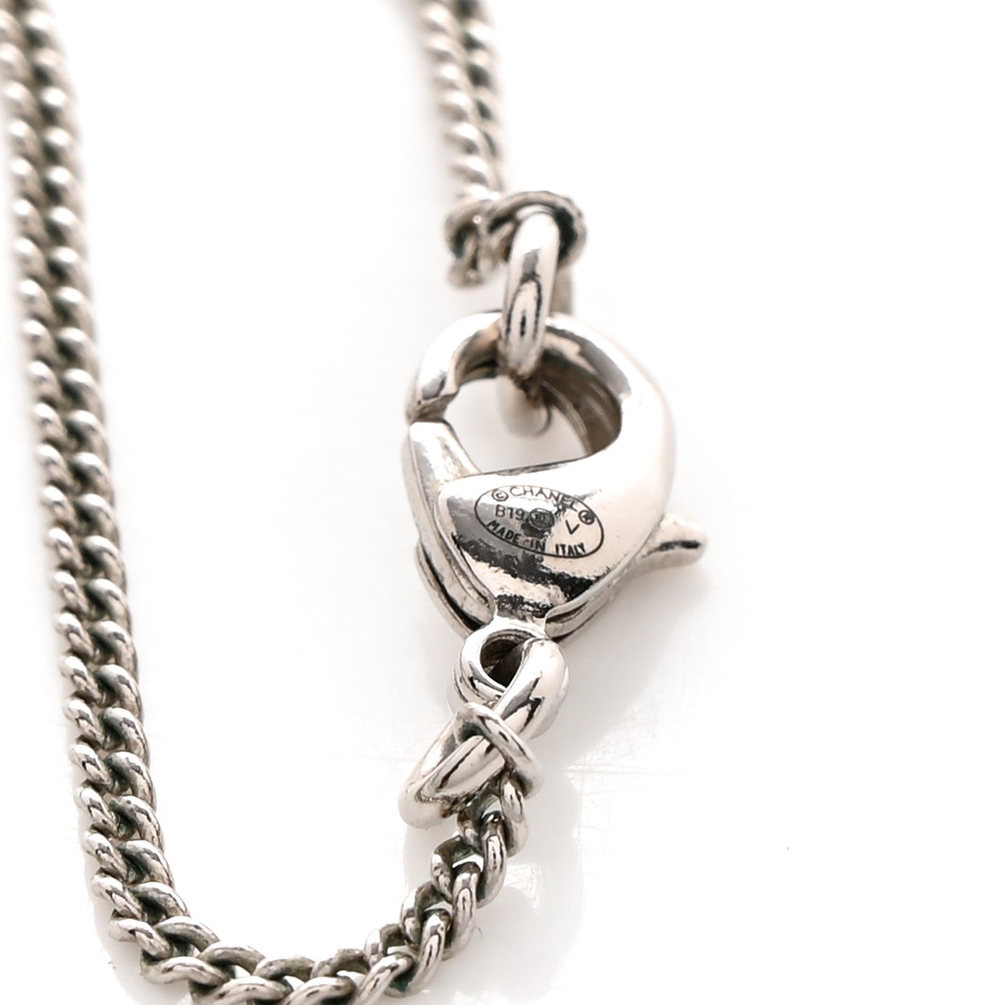 Crystal Baguette CC Pendant Necklace Silver