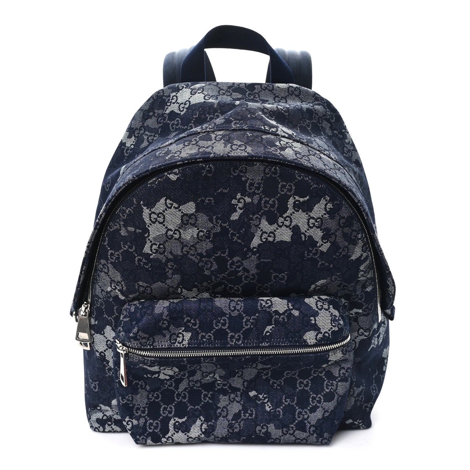 Gucci Denim Monogram Camouflage Large Backpack Blue 1 of 9