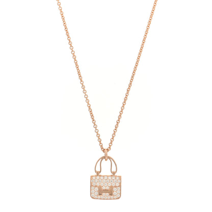 Hermes 18K Rose Gold Diamond Constance Amulettes Pendant Necklace 1 of 5
