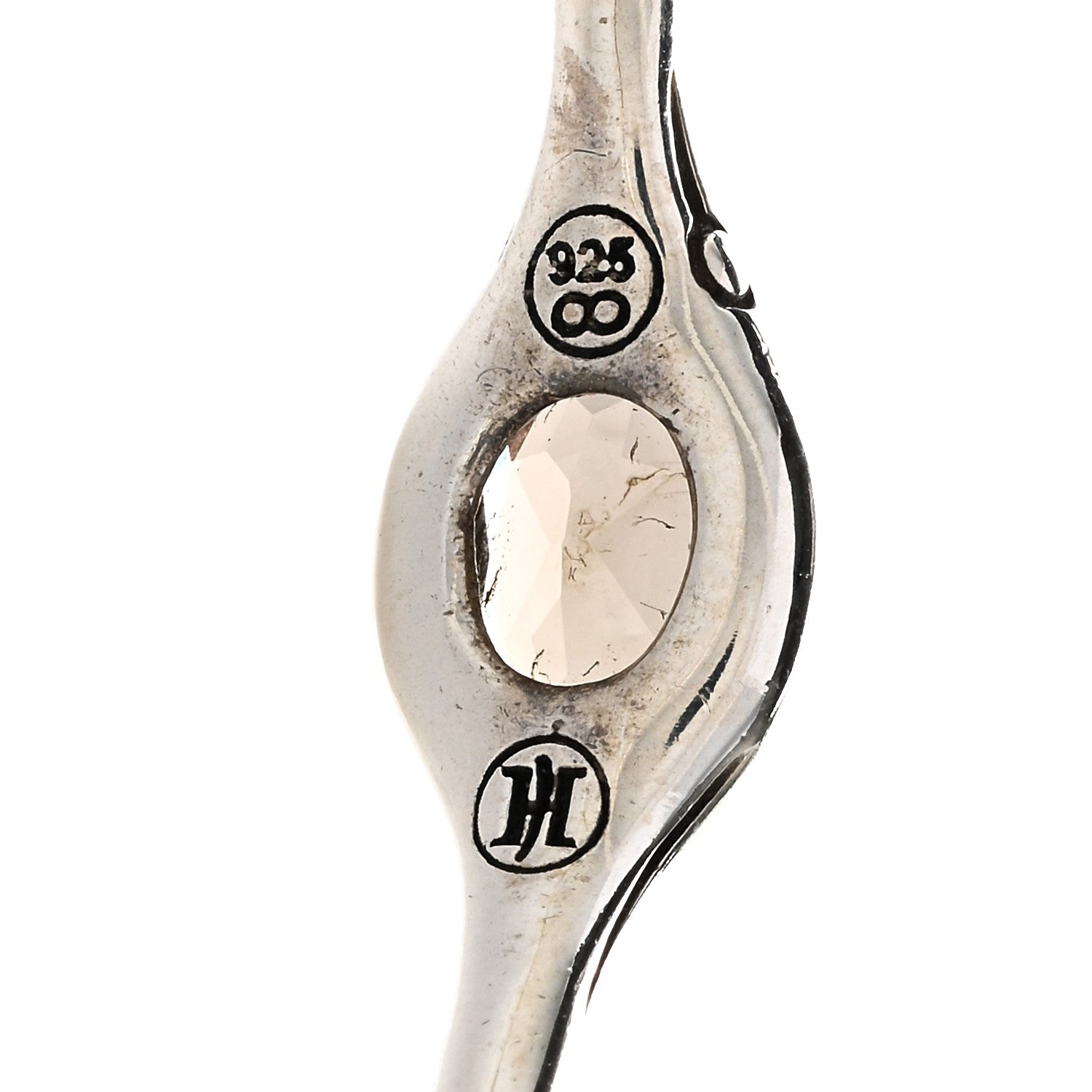 John Hardy Sterling Silver Smoky Quartz Bamboo Hoop Earrings 4 of 4