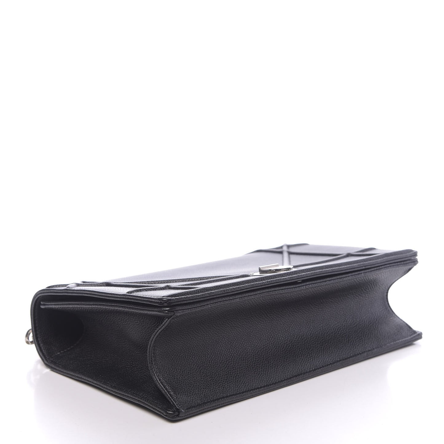 Grained Calfskin Large Diorama Flap Bag Black