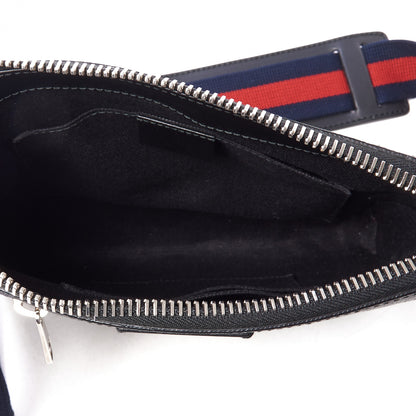 Gucci GG Supreme Monogram Web Small Flat Messenger Bag Black Grey 7 of 10