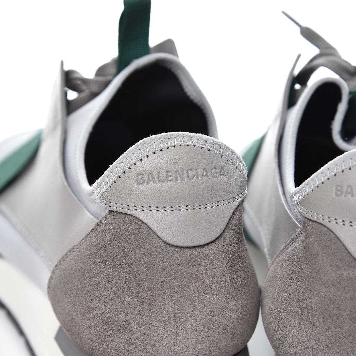 Mesh Calfskin Neoprene Suede Mens Race Runner Sneakers 46 Grey Green