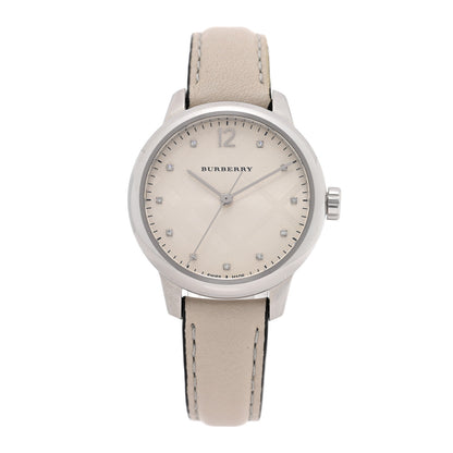 Burberry Stainless Steel Calfskin Diamond 32mm Classic Round Quartz Watch Taupe BU10105 1 of 4