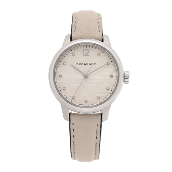 Burberry Stainless Steel Calfskin Diamond 32mm Classic Round  display picture 3