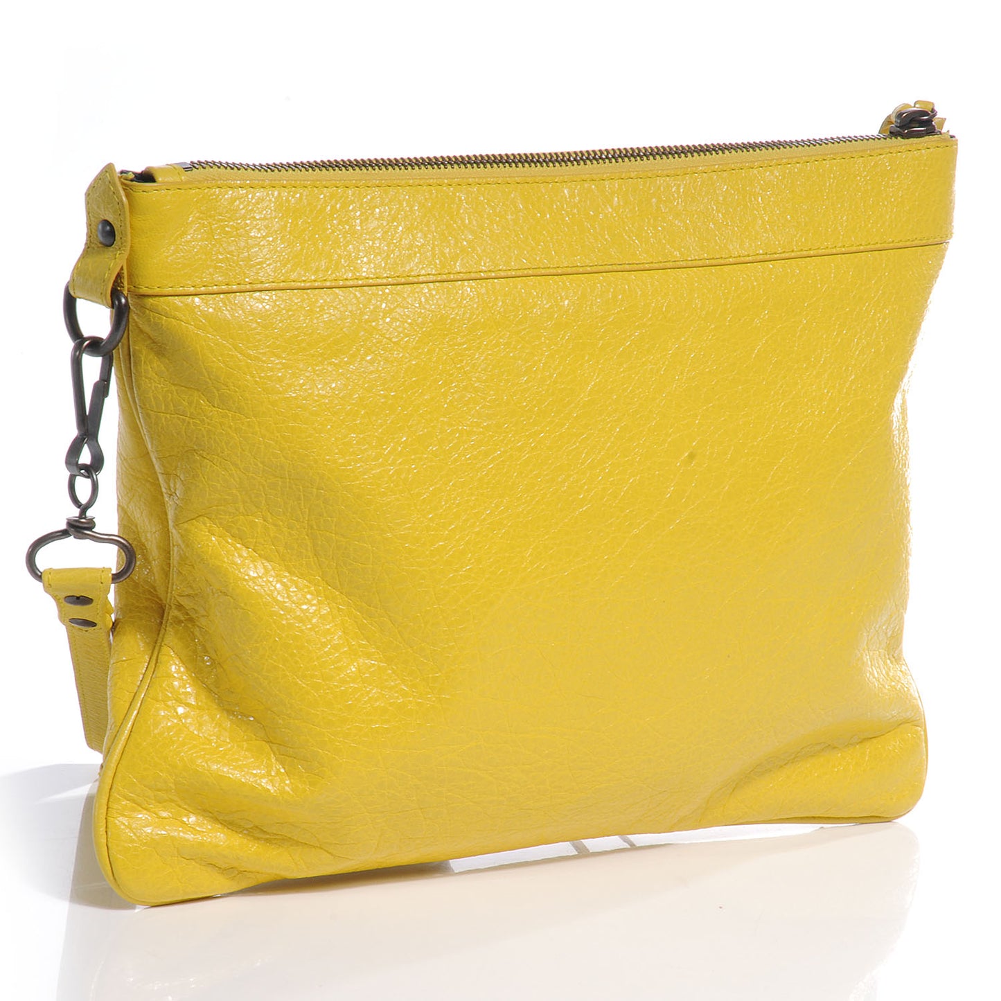Agneau Handle Flat Clutch Curry