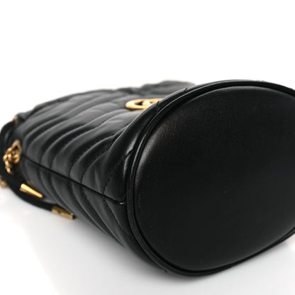Gucci Calfskin Matelasse Mini GG Marmont 2.0 Bucket Bag Black 7 of 8